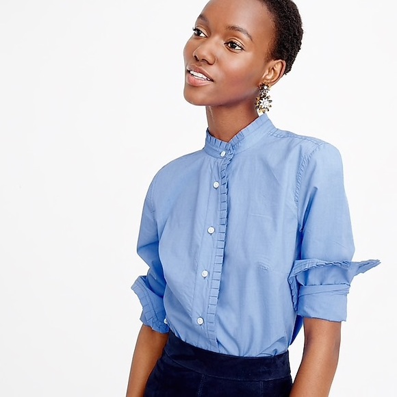 J. Crew Tops - J. Crew Ruffled Button Up Shirt